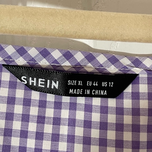 Purple Gingham Peplum Top - Picture 3 of 3